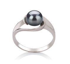 6-7mm Ferskvand Ring in 'Clare' --> 'Klare' Farvet sort