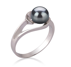 6-7mm Ferskvand Ring in 'Clare' --> 'Klare' Farvet sort