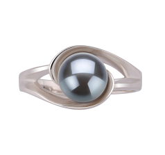 6-7mm Ferskvand Ring in 'Clare' --> 'Klare' Farvet sort