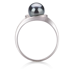 6-7mm Ferskvand Ring in 'Clare' --> 'Klare' Farvet sort