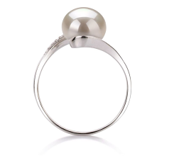 9-10mm Ferskvand Ring in Chantel Hvid