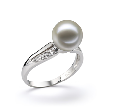 9-10mm Ferskvand Ring in 'Caroline' -> 'Caroline' Hvid