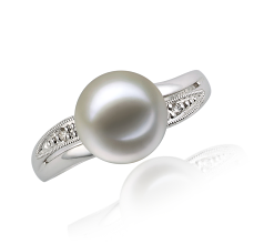 9-10mm Ferskvand Ring in 'Caroline' -> 'Caroline' Hvid