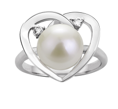 9-10mm Ferskvand Ring in Katie Heart Hvid