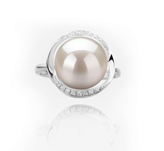 11-12mm Ferskvand Ring in 'Wendy' -> 'Wendy' Hvid