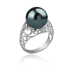 12-13mm Tahitisk Ring in 'Alva' - 'Til salg' Sort