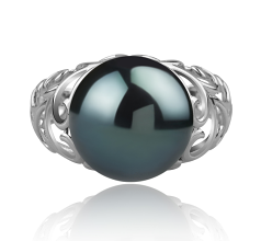 12-13mm Tahitisk Ring in 'Alva' - 'Til salg' Sort